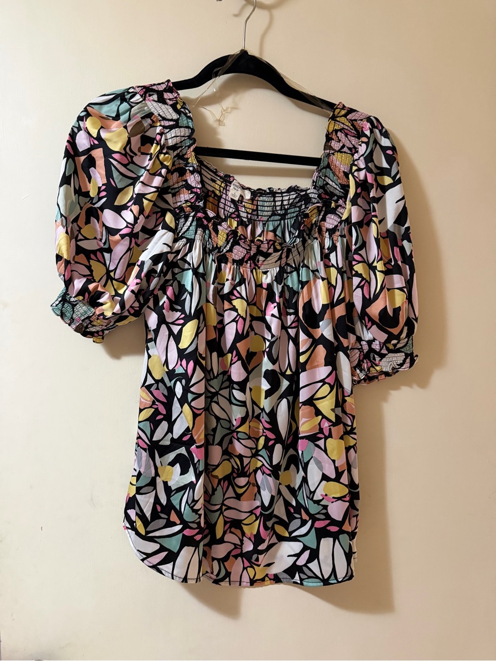 entro Pastel Multi Floral Smocked Off-Shoulder Top